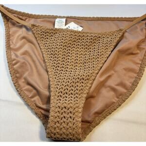 Aerie Women’s Beige Crochet Bikini bottoms L/G Stretch Polyester Elastane NWT